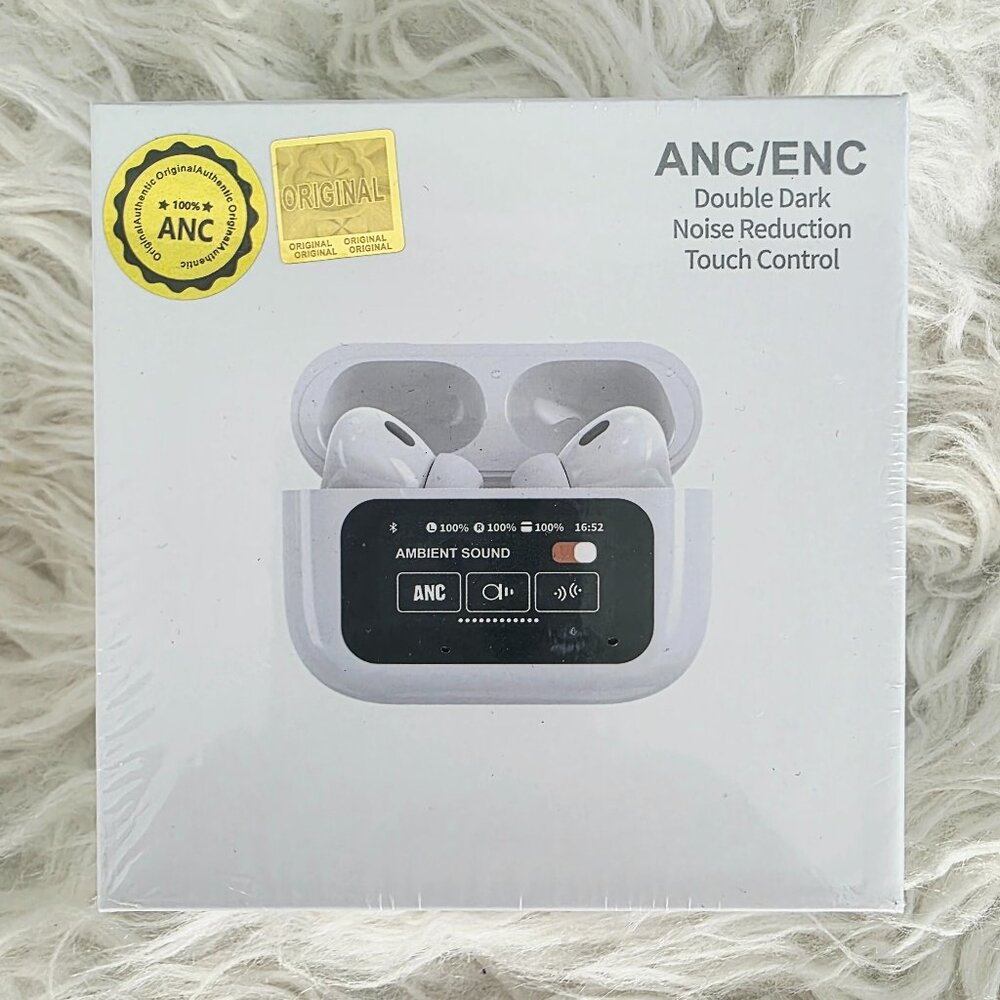 NWT A9 Pro ANC Wireless Bluetooth Earbuds- White- Noise Reduction